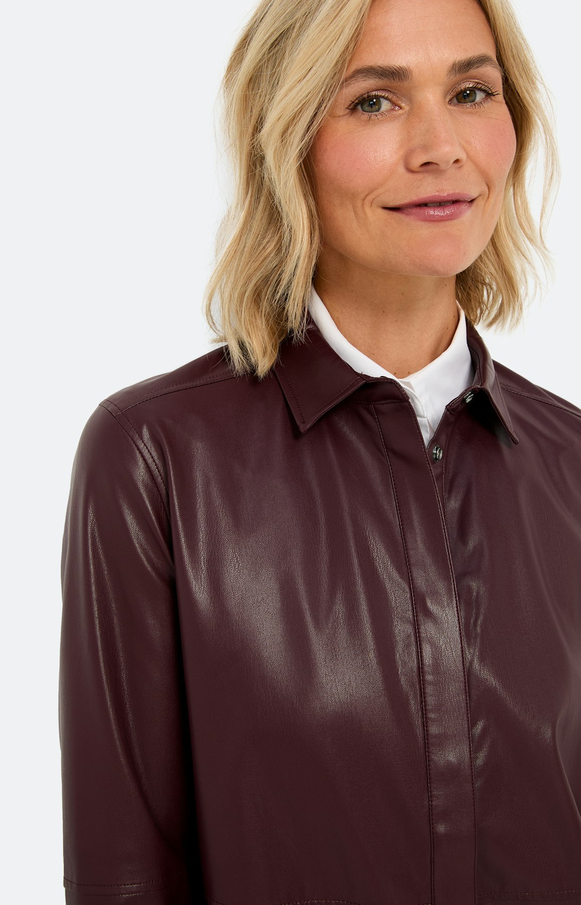 Overshirt van imitatieleer, bourgondië