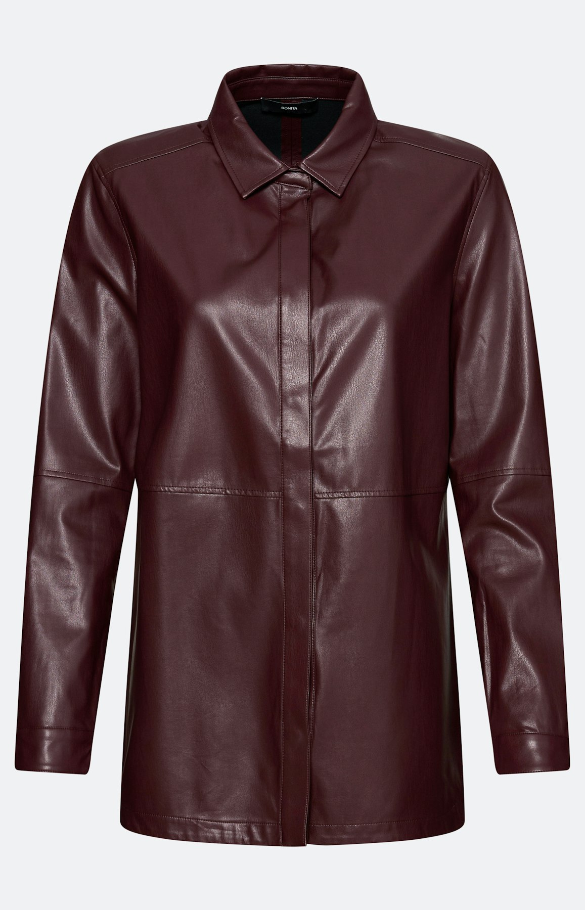 Overshirt van imitatieleer, bourgondië