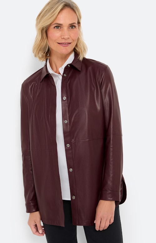 Overshirt van imitatieleer, bourgondië