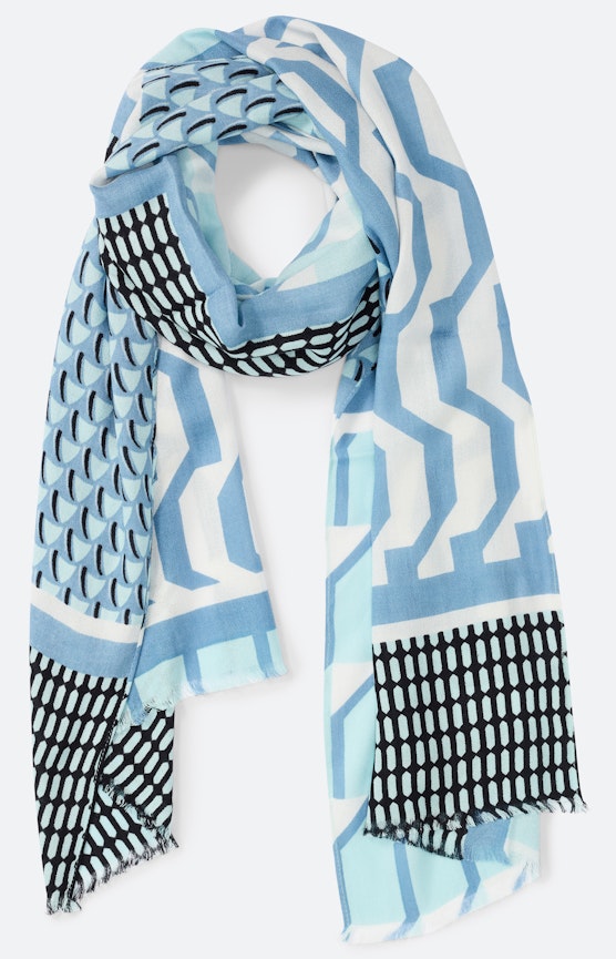 Sjaal in patchwork-look, blauw