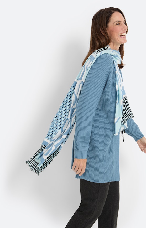 Sjaal in patchwork-look, blauw