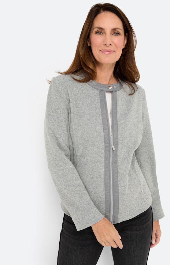 Gebreide blazer met een rits, lichtgrijs