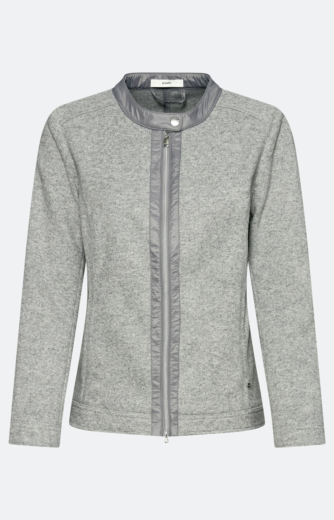 Gebreide blazer met een rits, lichtgrijs