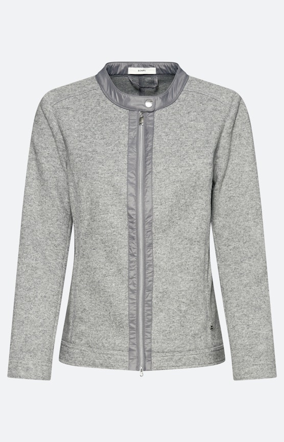 Gebreide blazer met een rits, lichtgrijs