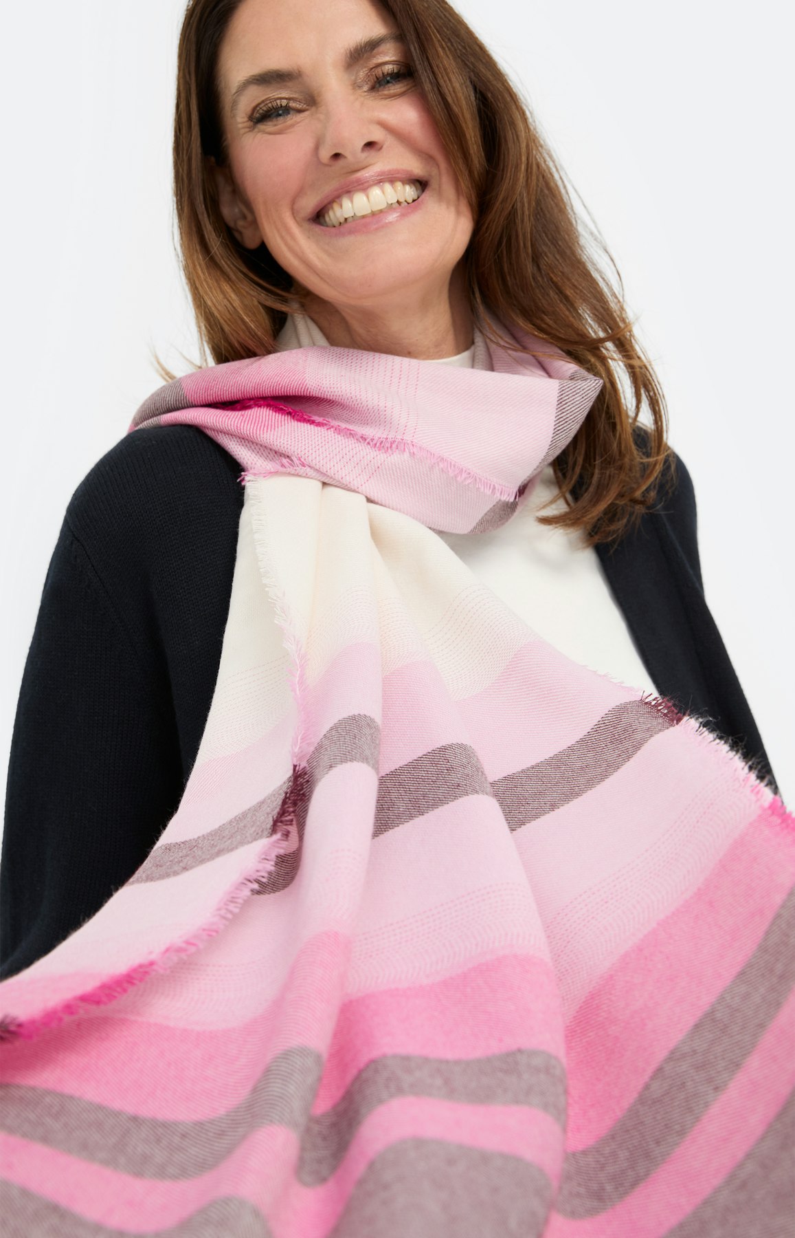 Sjaal met streepdessin, roze