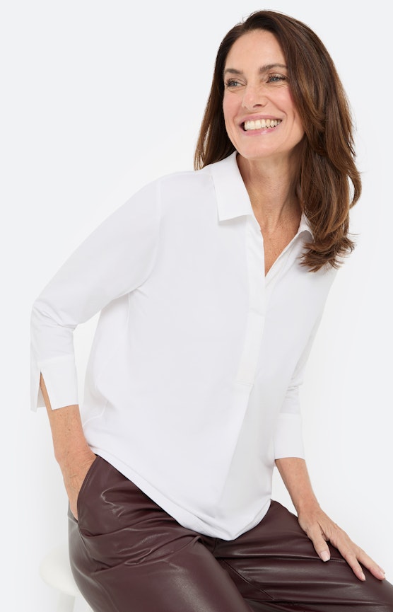 Blouse in een materialenmix, wit