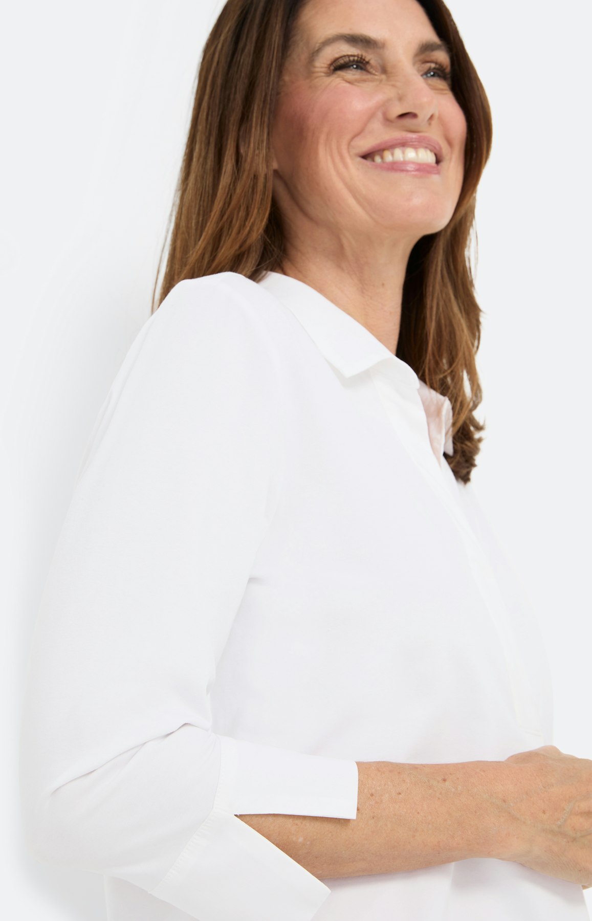 Blouse in een materialenmix, wit