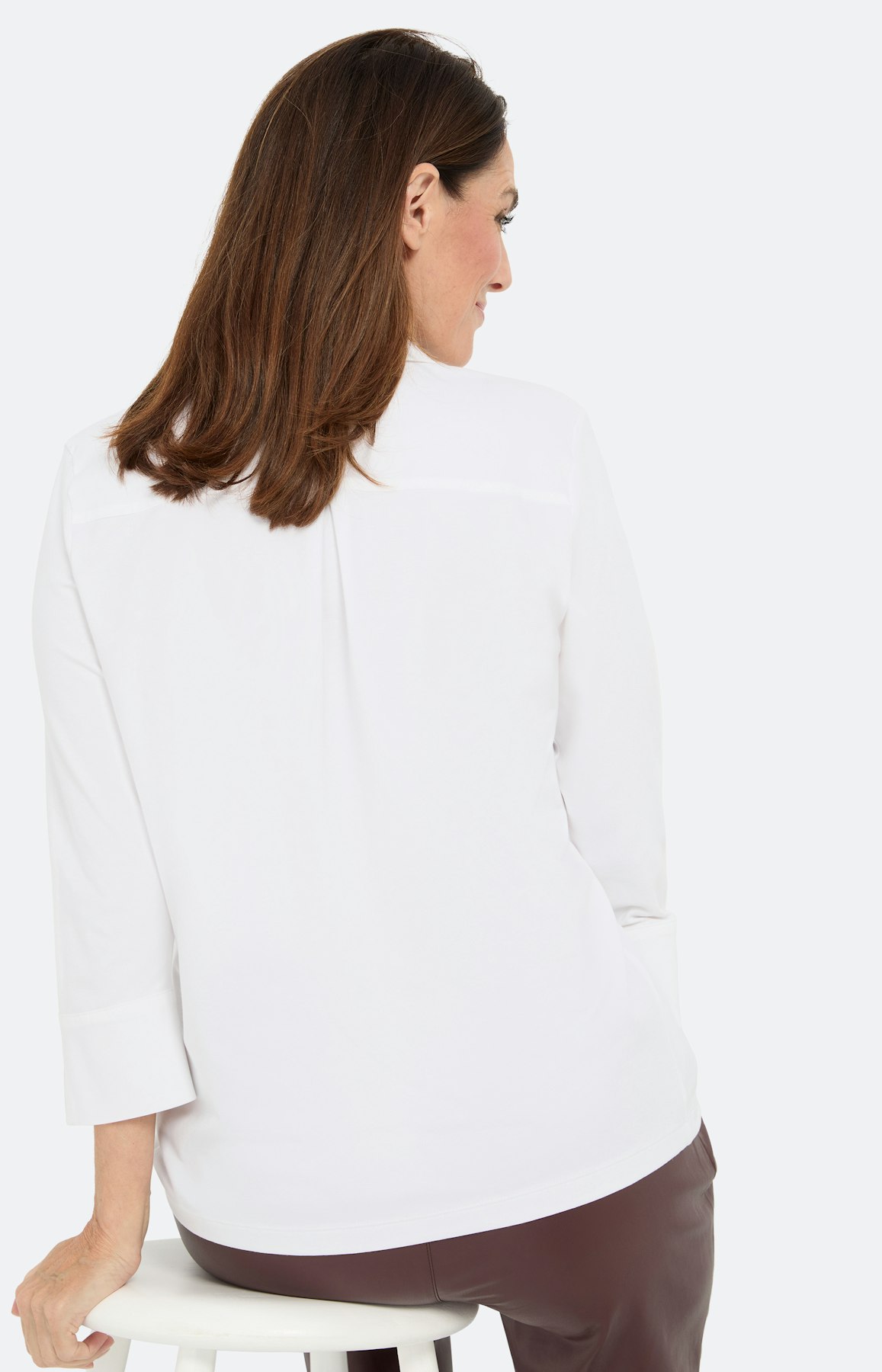 Blouse in een materialenmix, wit