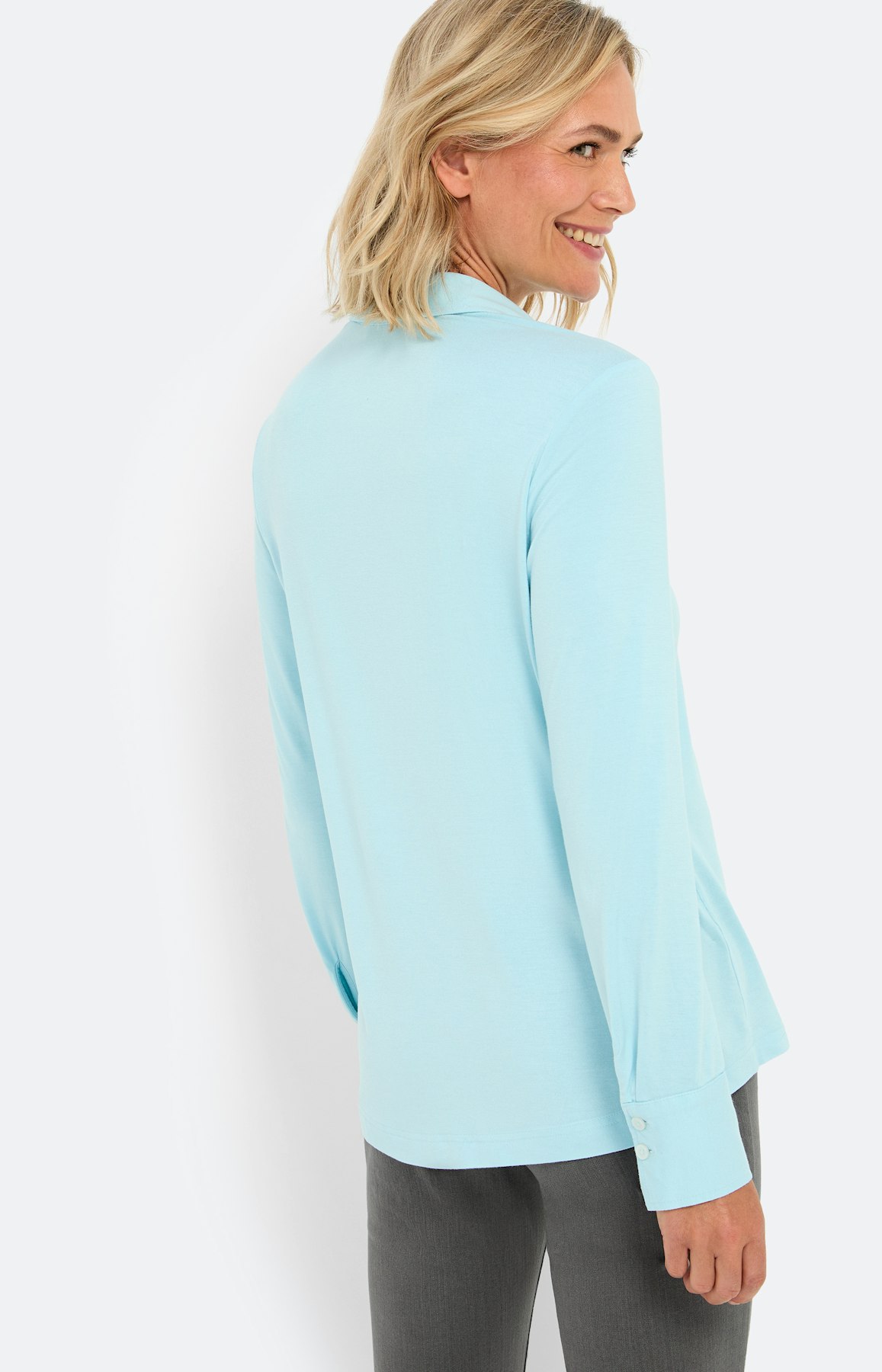 Overhemdblouse van jersey, lichtblauw