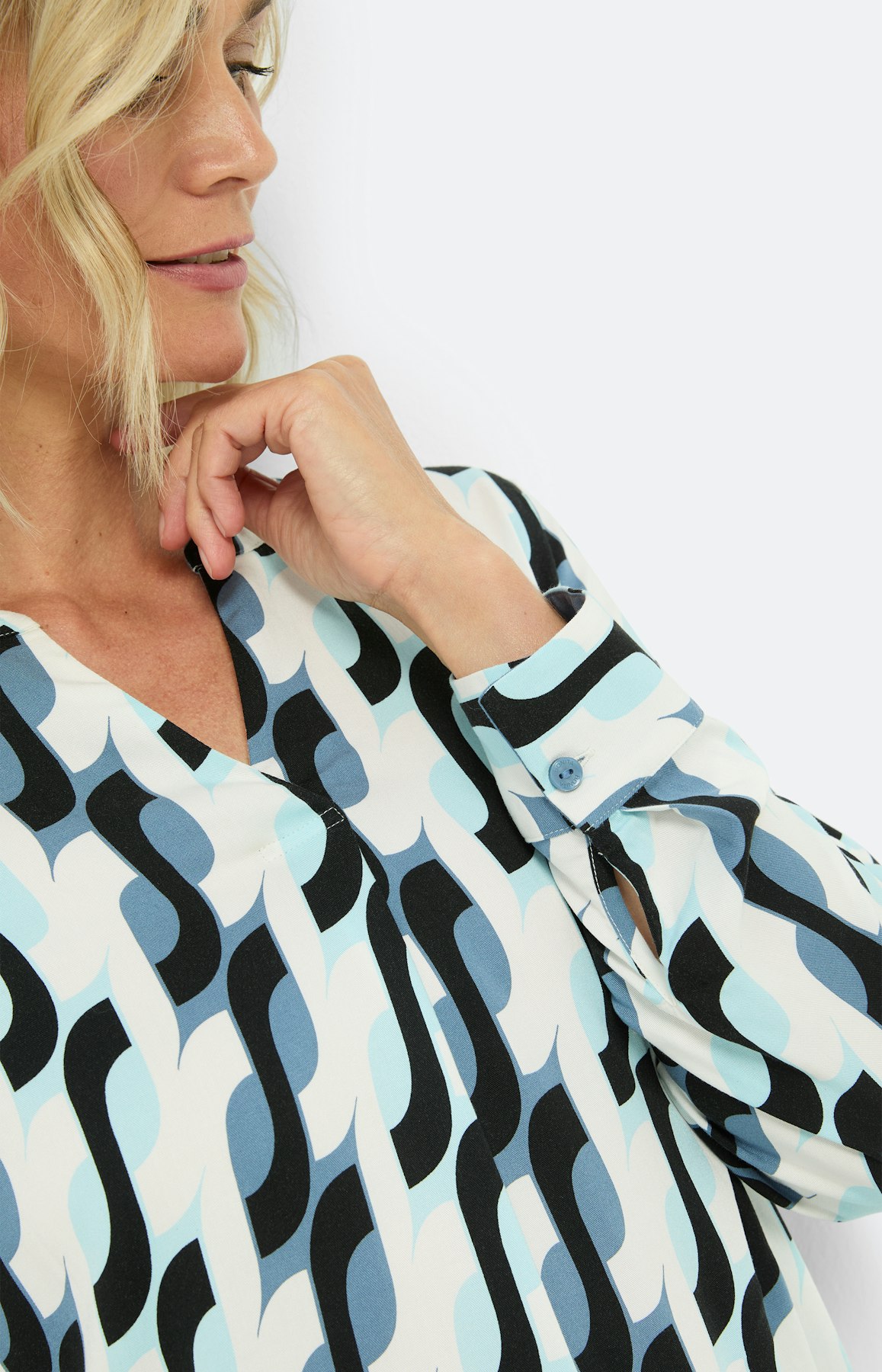 Tuniekblouse met print all-over, blauw