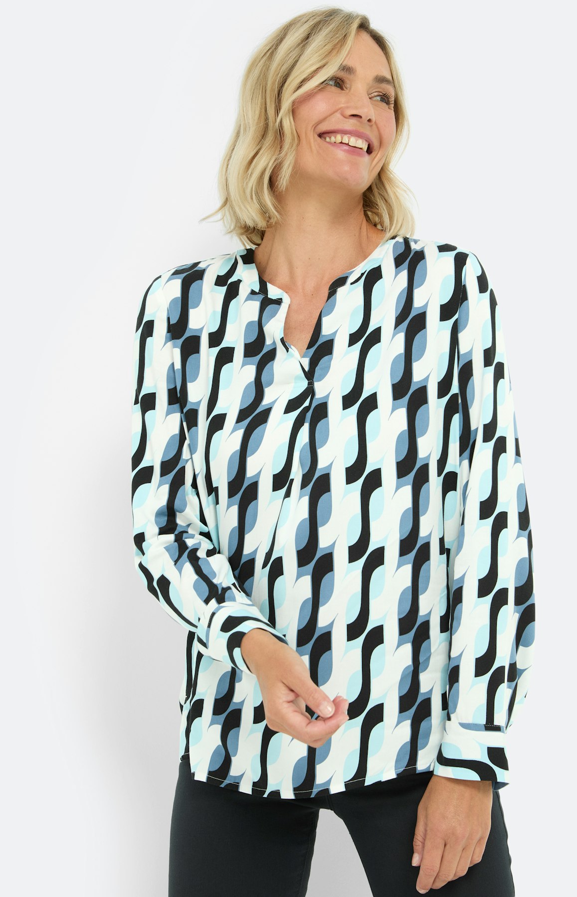 Tuniekblouse met print all-over, blauw