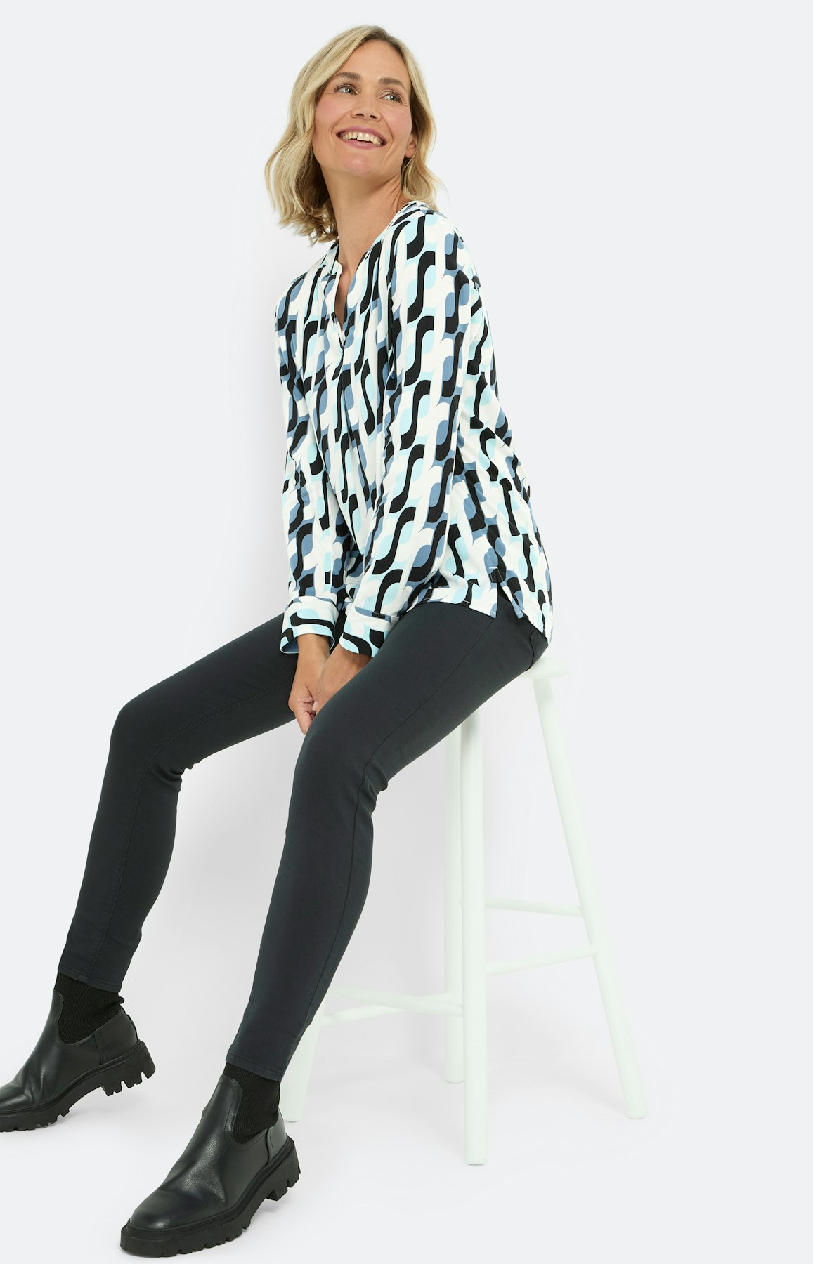 Tuniekblouse met print all-over, blauw