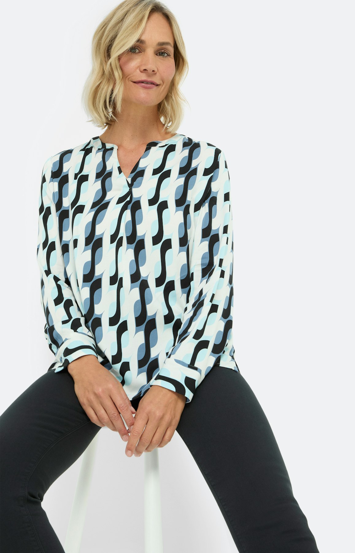 Tuniekblouse met print all-over, blauw
