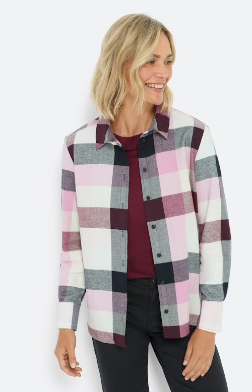 Geruite blouse van katoen, roze