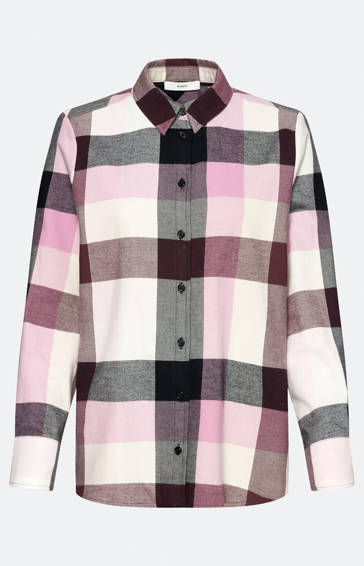 Geruite blouse van katoen, roze