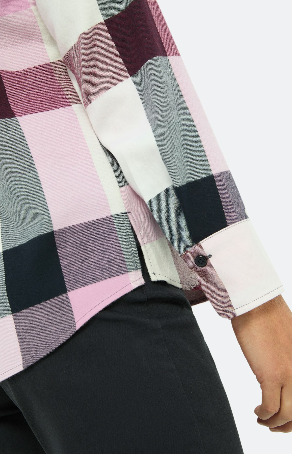 Geruite blouse van katoen, roze