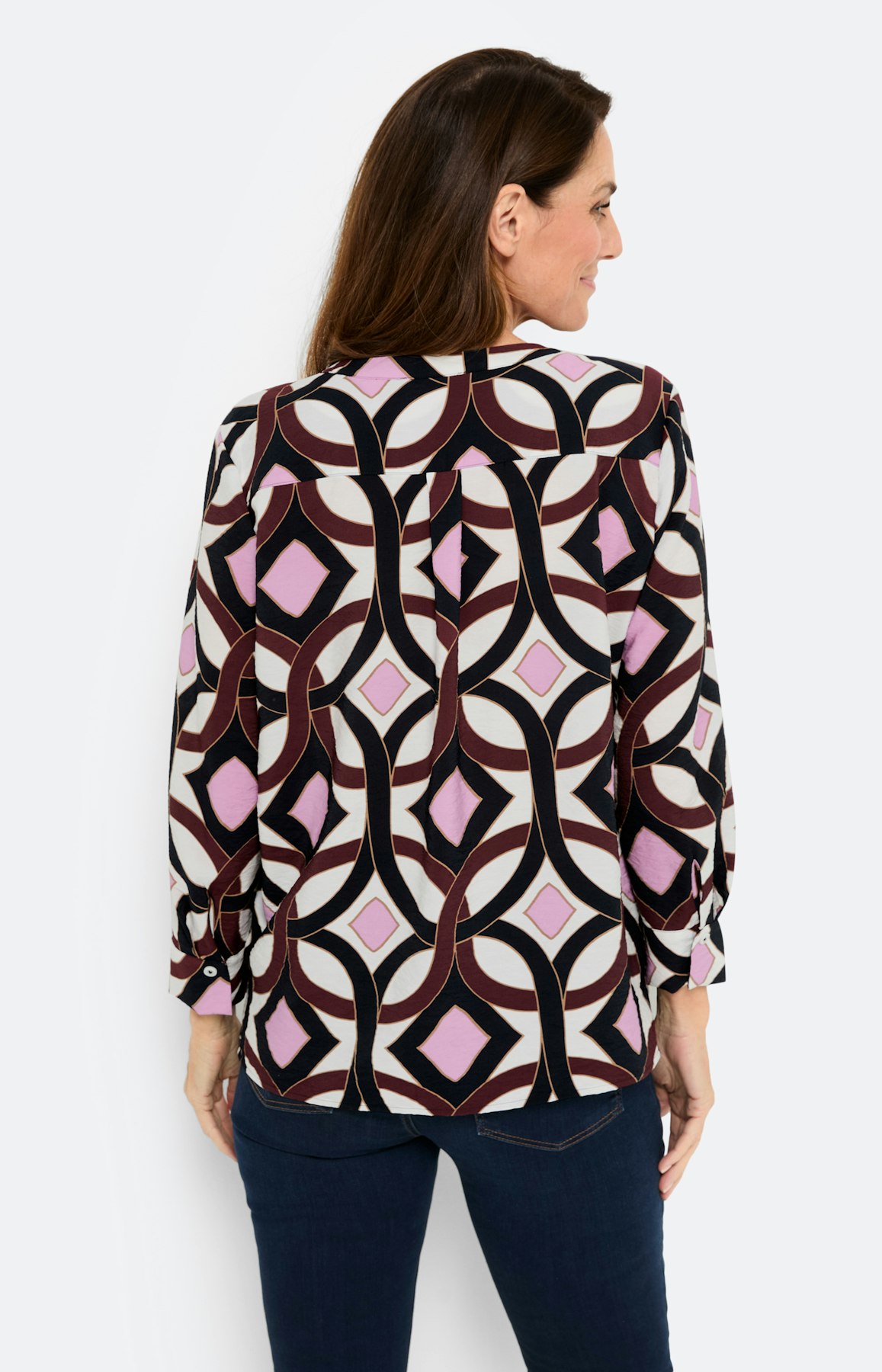 Blouse met print all-over, bourgondië