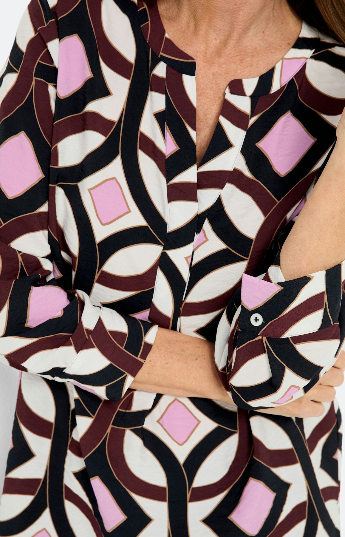 Blouse met print all-over, bourgondië