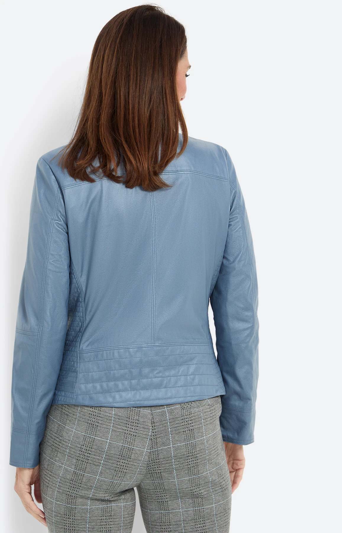 Bikerjack van imitatieleer, blauwgrijs