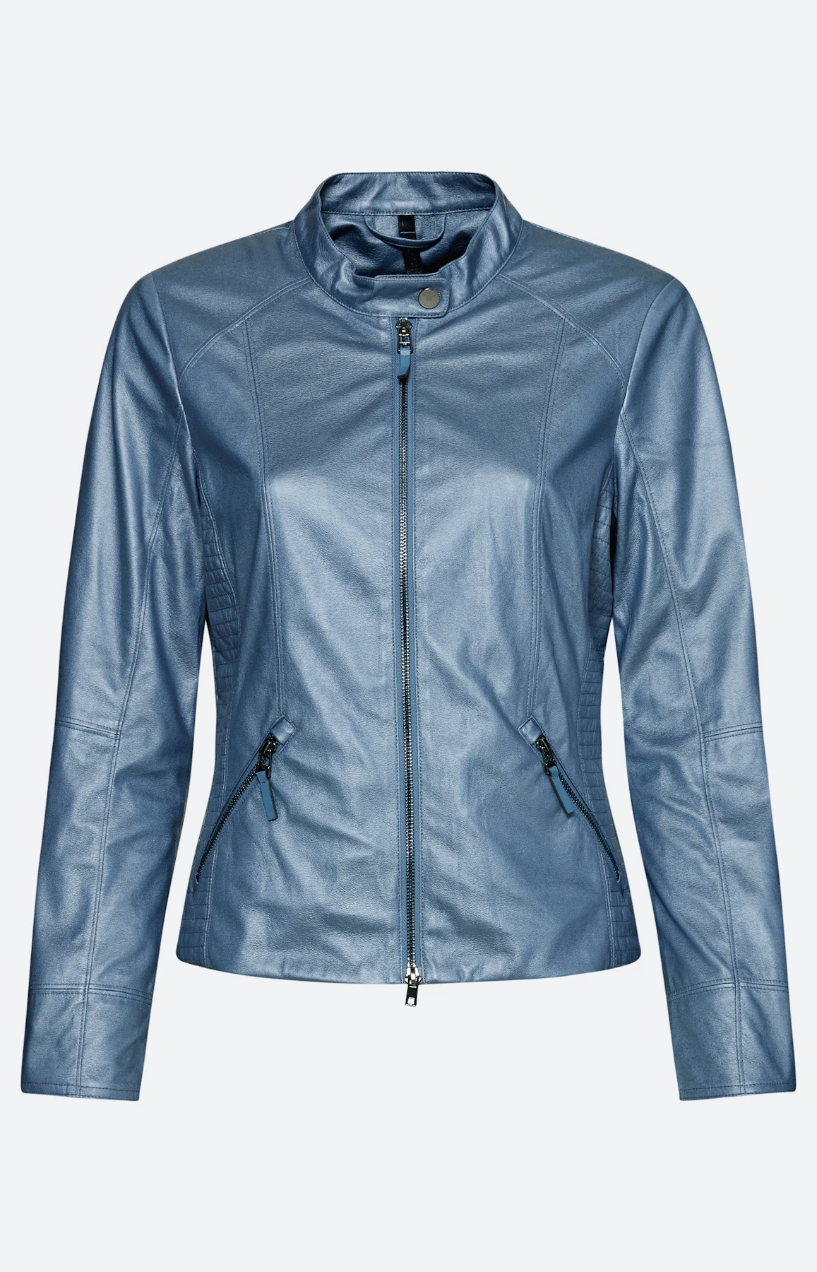 Bikerjack van imitatieleer, blauwgrijs