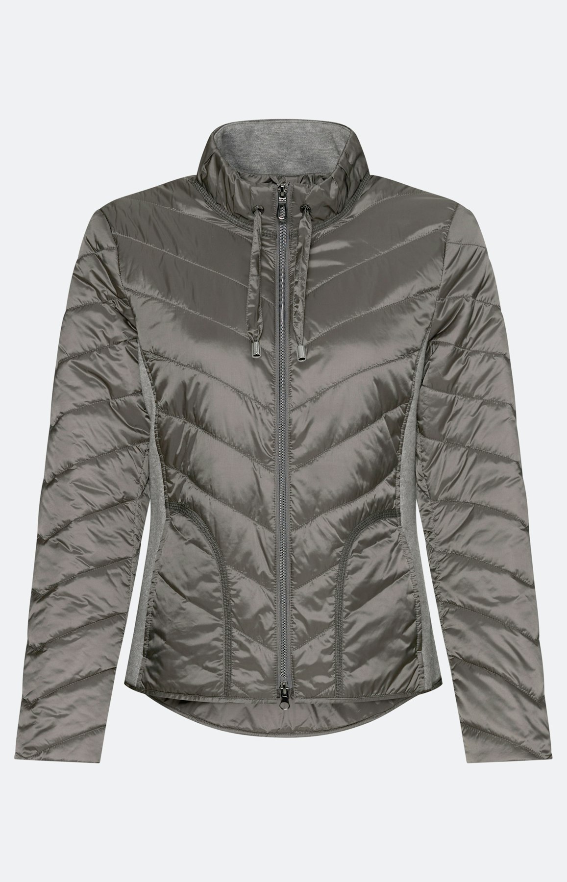 Gewatteerde jas in materialenmix, grijs