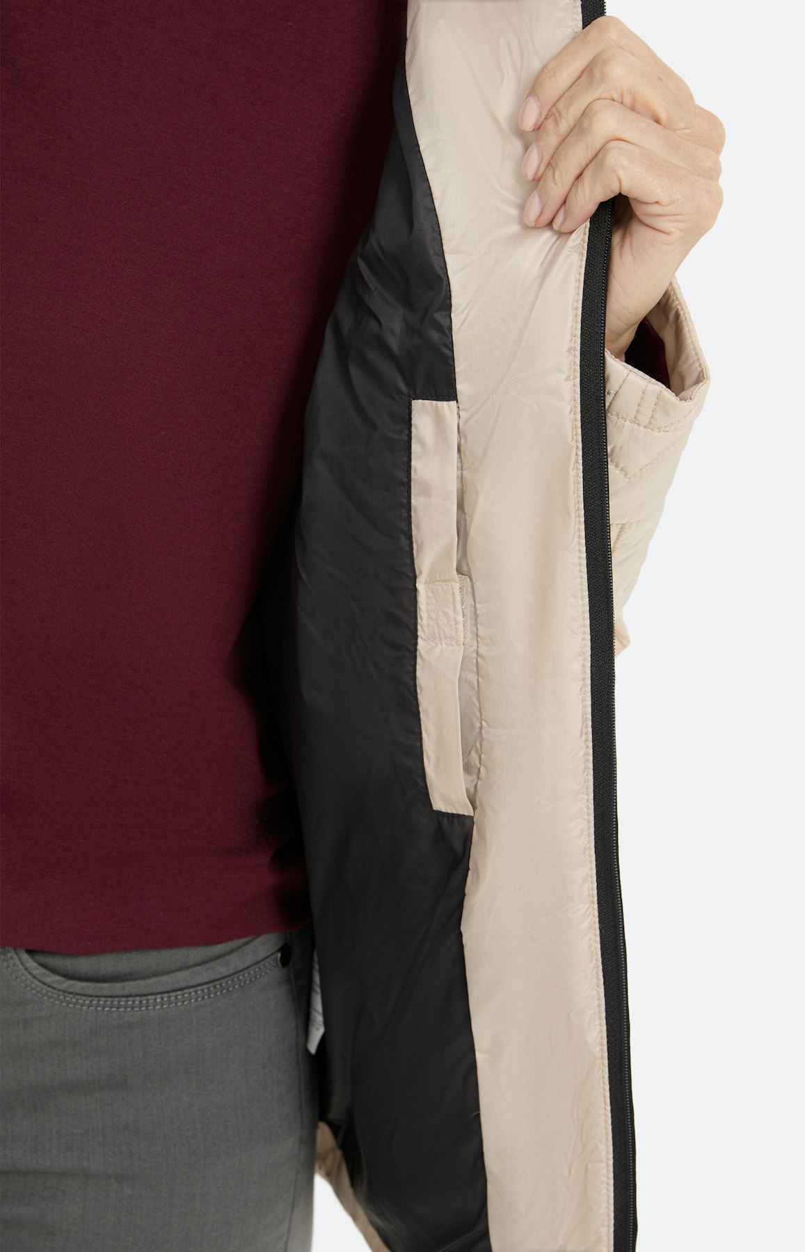 Gedessineerde gewatteerde jas, beige