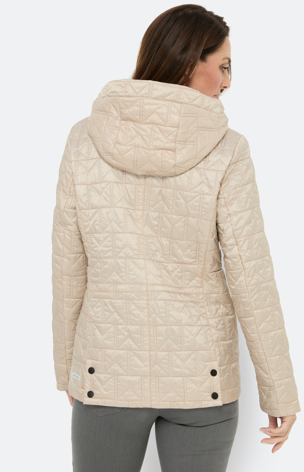 Gedessineerde gewatteerde jas, beige