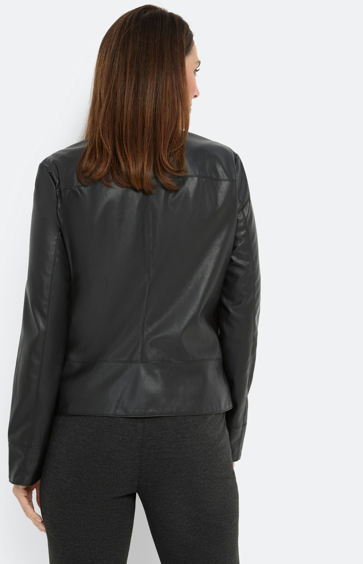 Imitatieleren jack, zwart