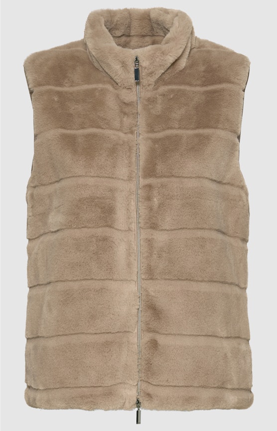 Weste aus Fellimitat, taupe