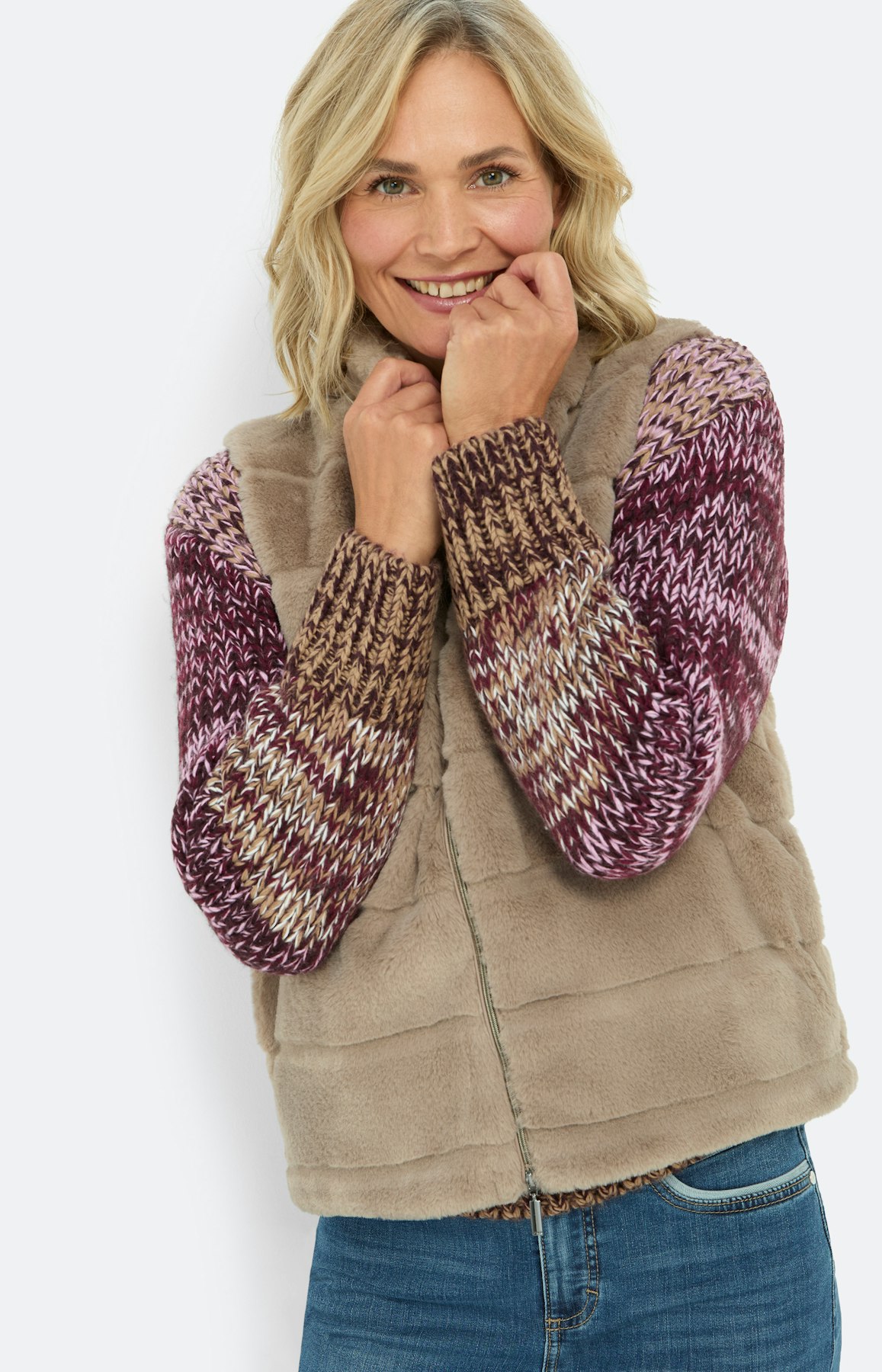 Weste aus Fellimitat, taupe