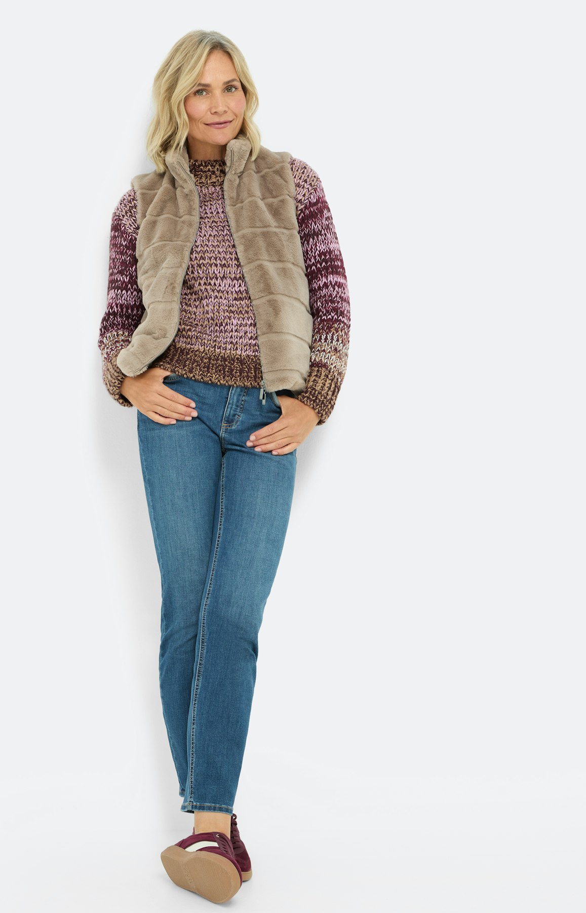 Weste aus Fellimitat, taupe