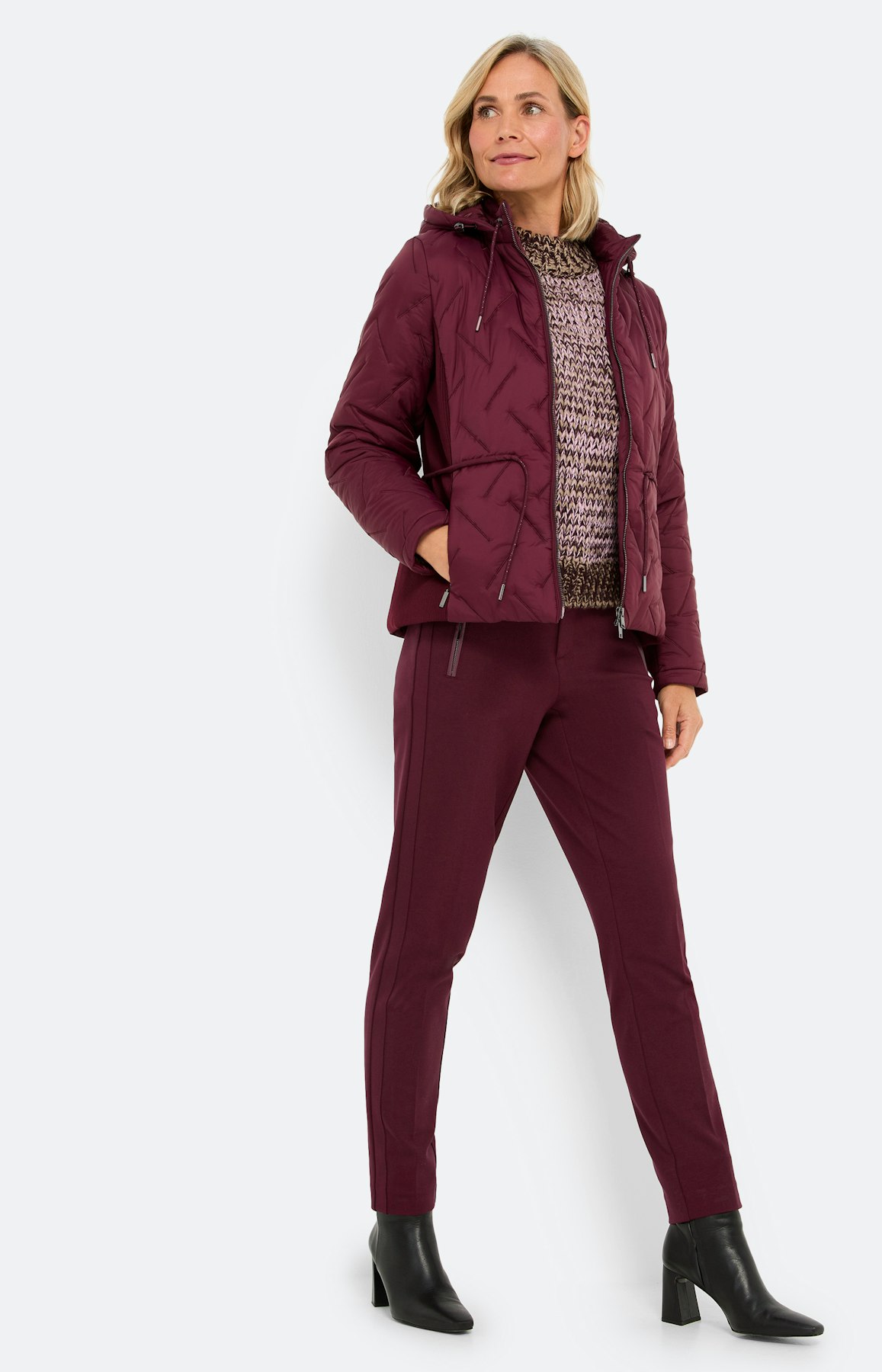 Steppjacke mit Tunnelzug, burgund