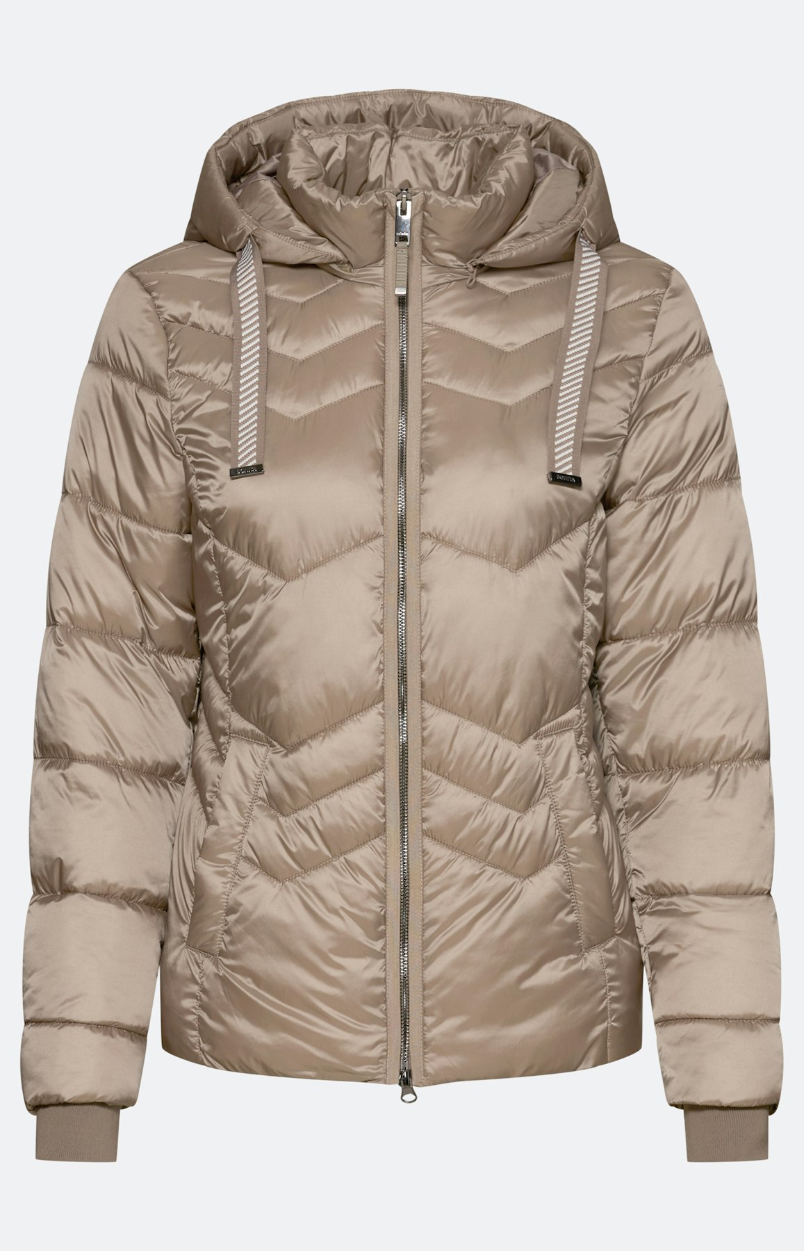 Jas met zigzagstiksel, taupe