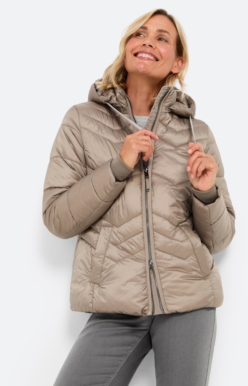 Jas met zigzagstiksel, taupe