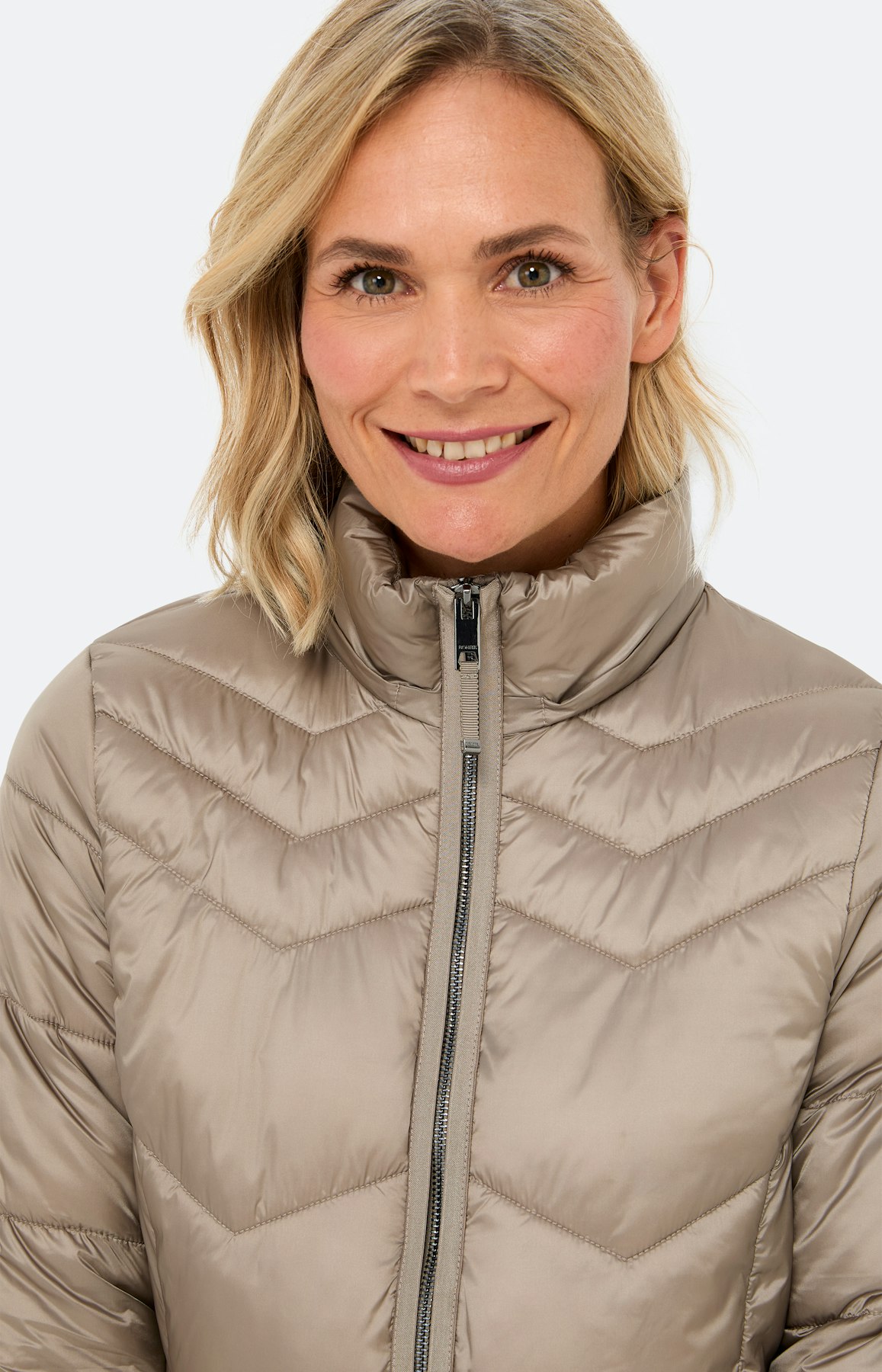 Jas met zigzagstiksel, taupe