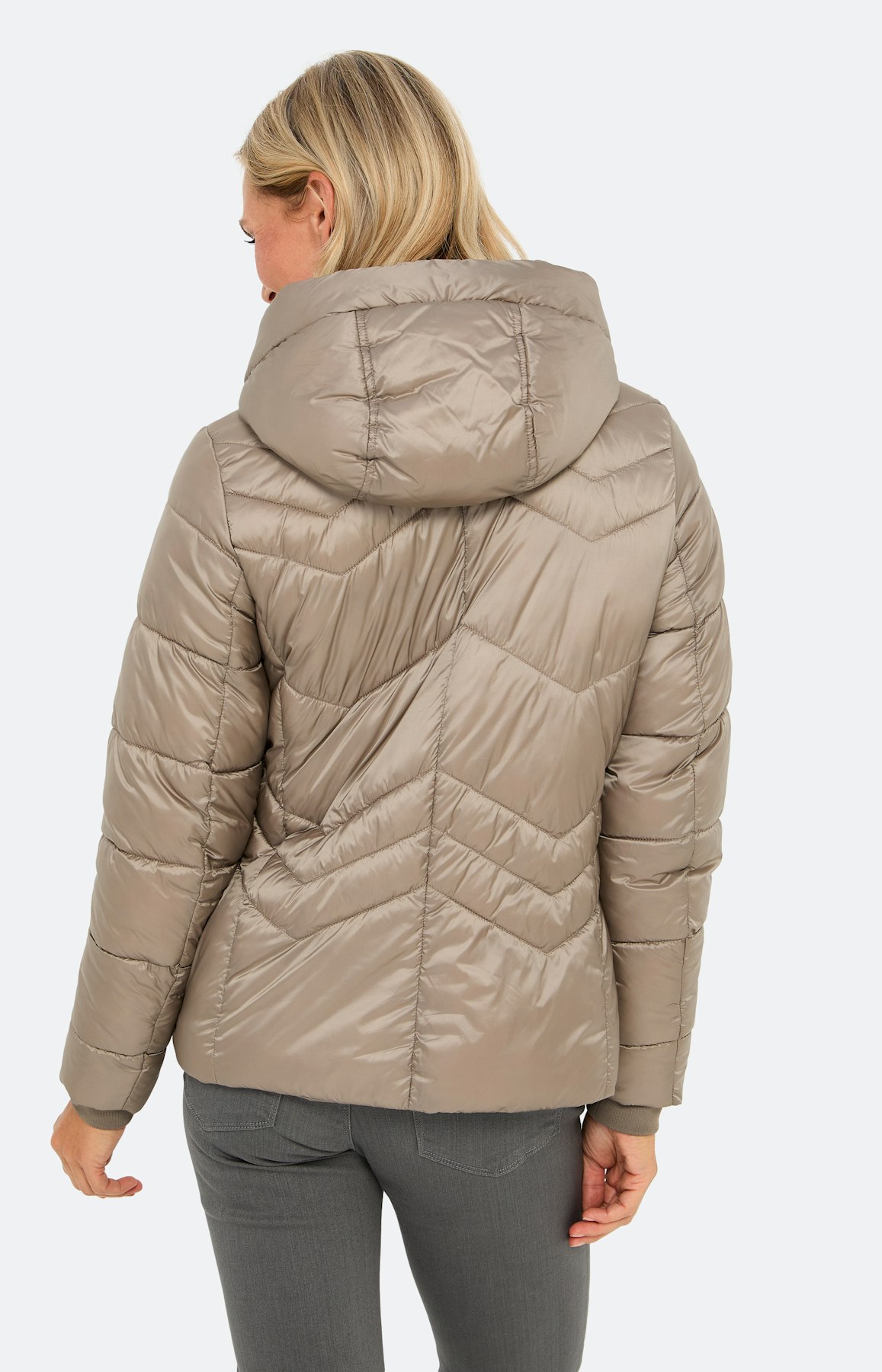 Jas met zigzagstiksel, taupe