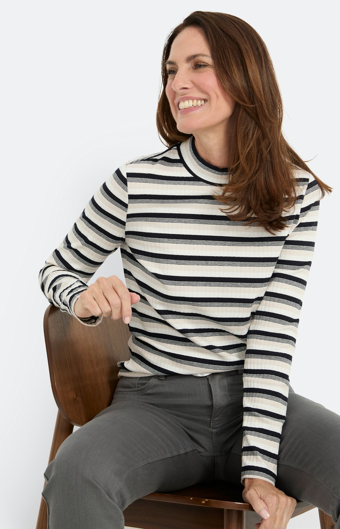 Ribshirt met strepen, marine