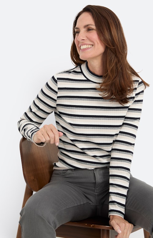 Ribshirt met strepen, marine