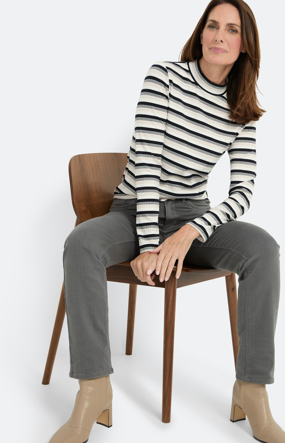 Ribshirt met strepen, marine