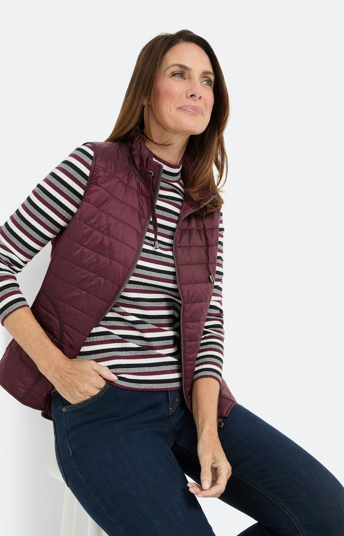 Ribshirt met strepen, bourgundie