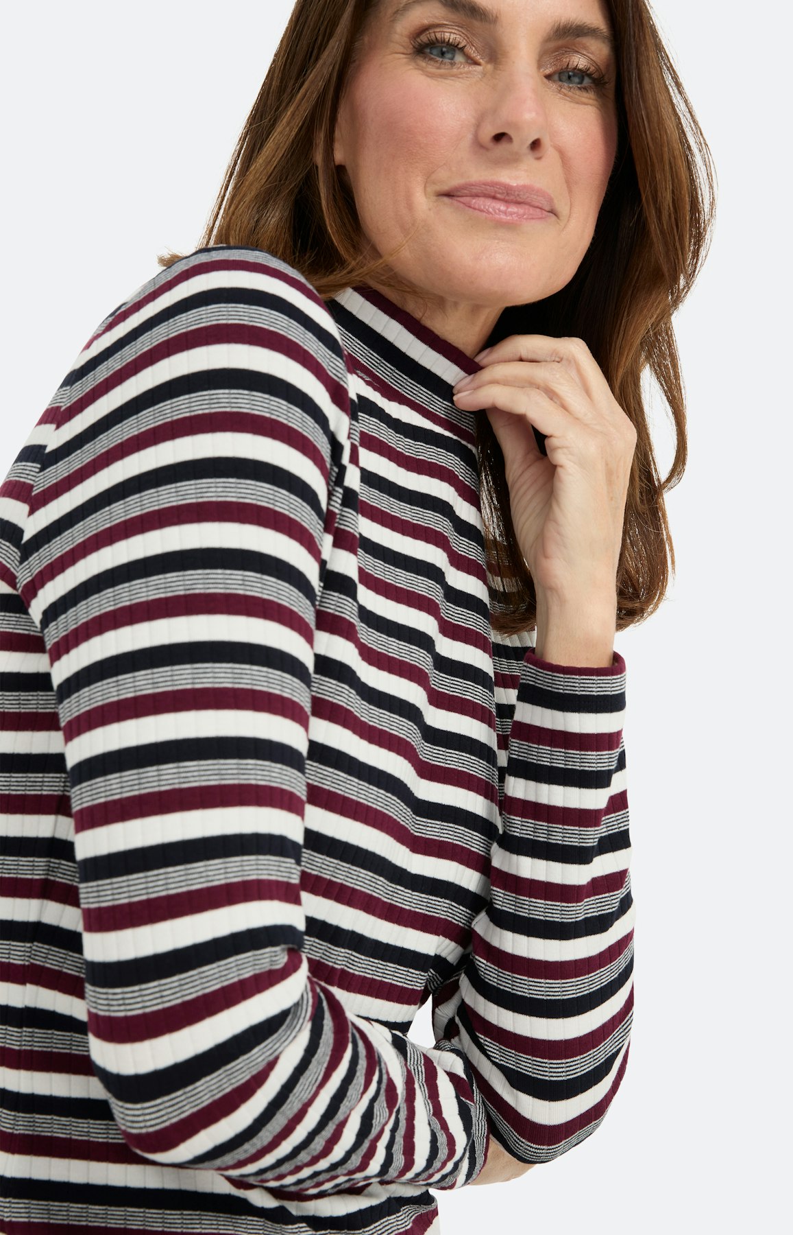 Ribshirt met strepen, bourgundie