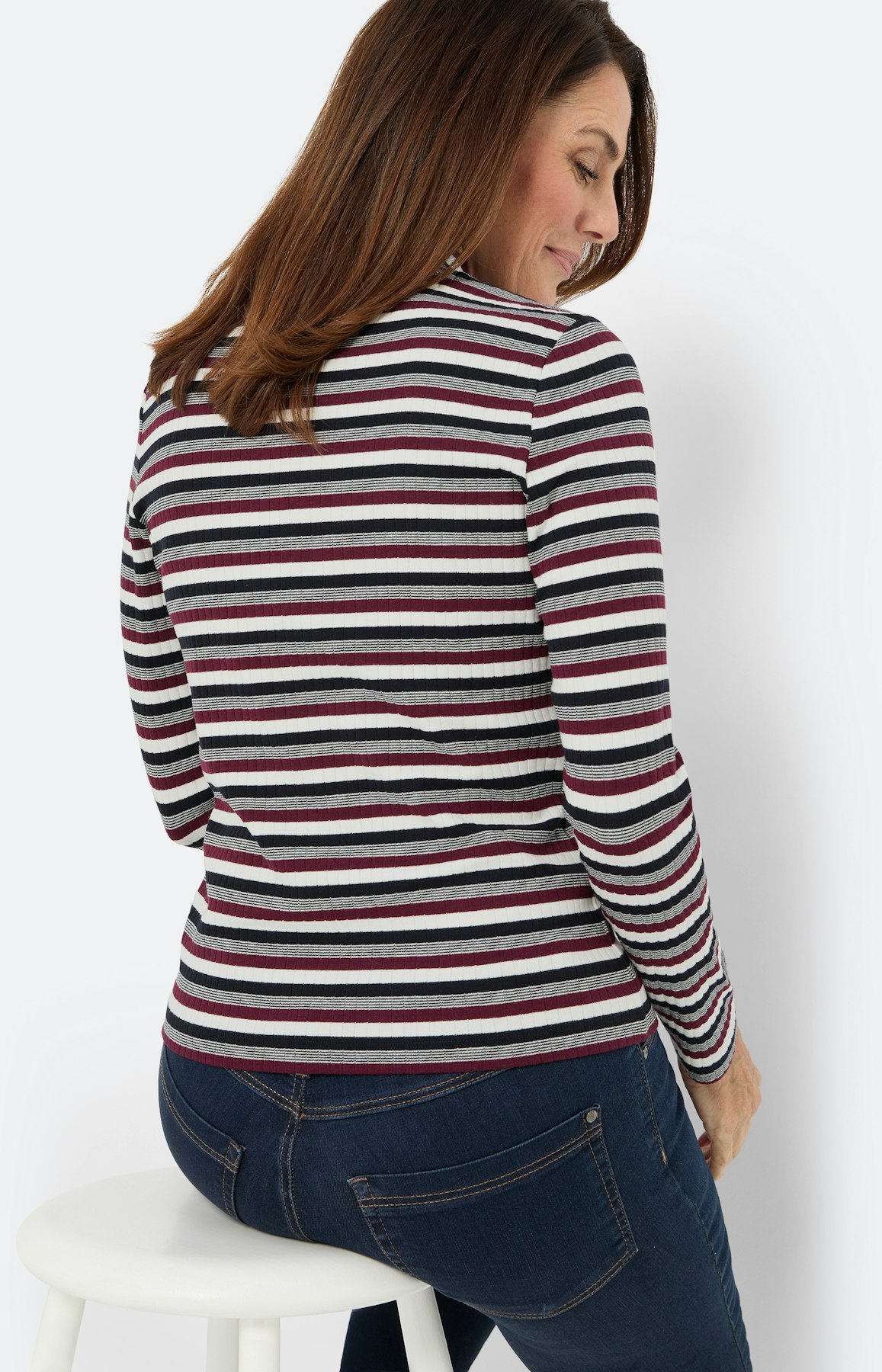 Ribshirt met strepen, bourgundie