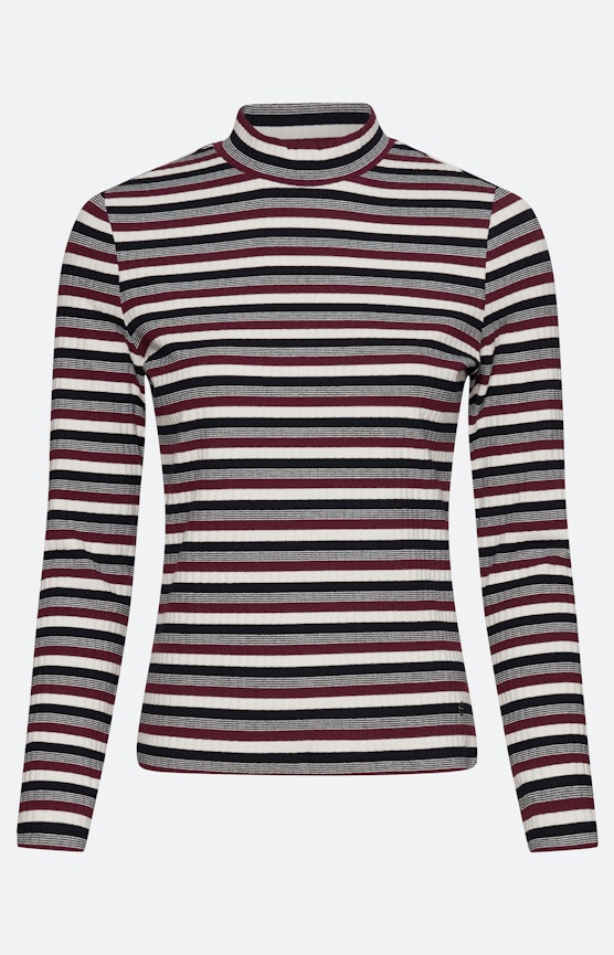 Ribshirt met strepen, bourgundie