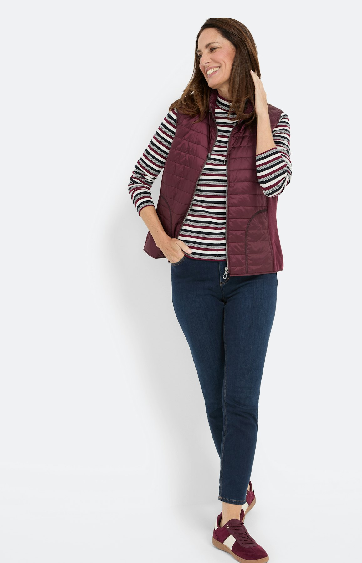 Ribshirt met strepen, bourgundie