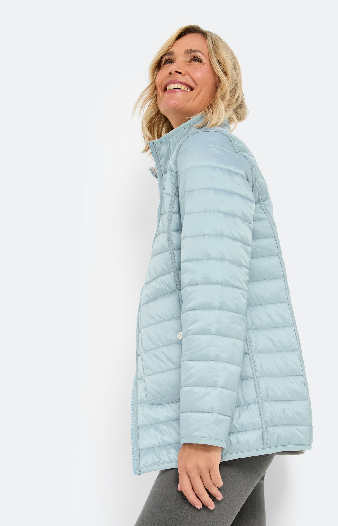 Gewatteerde jas met zakken, grijs