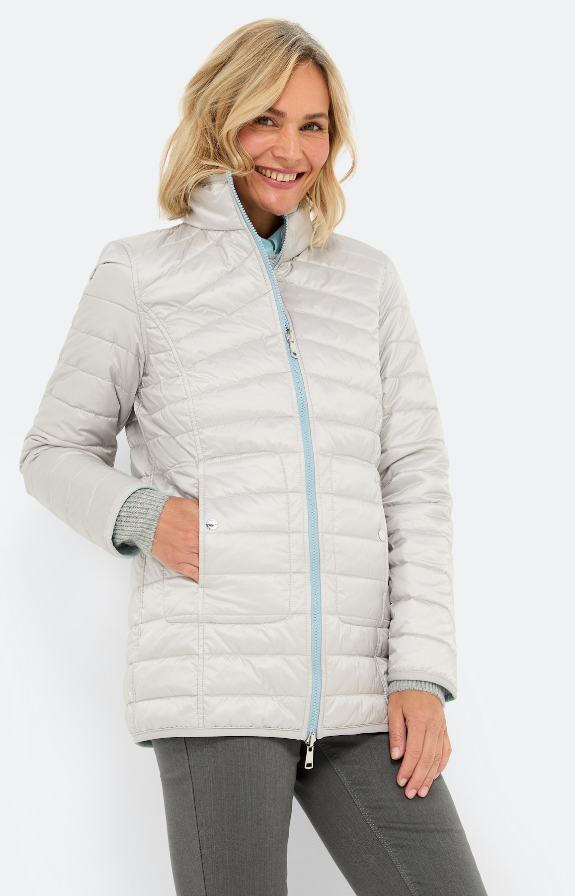 Gewatteerde jas met zakken, grijs