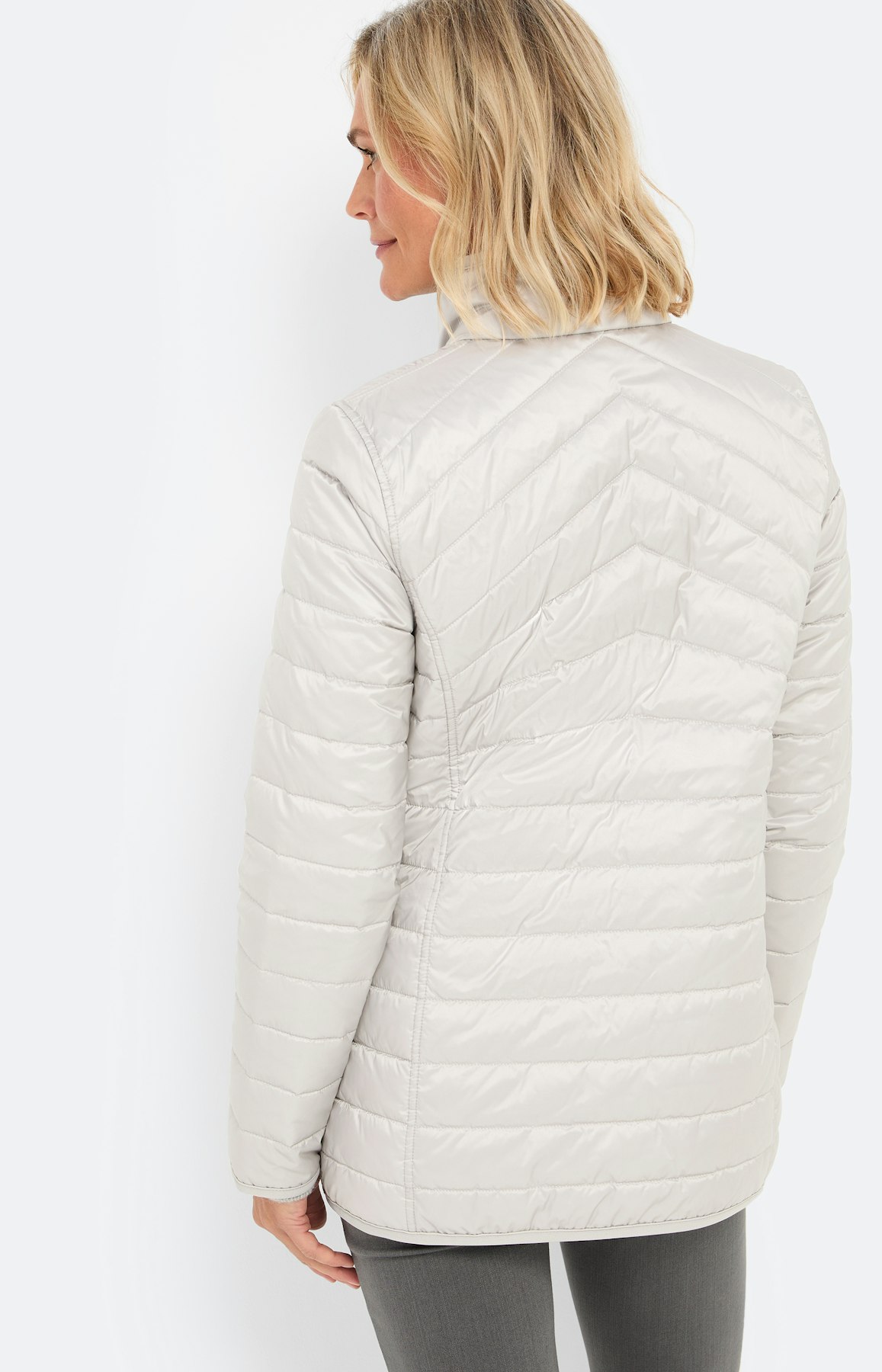 Gewatteerde jas met zakken, grijs