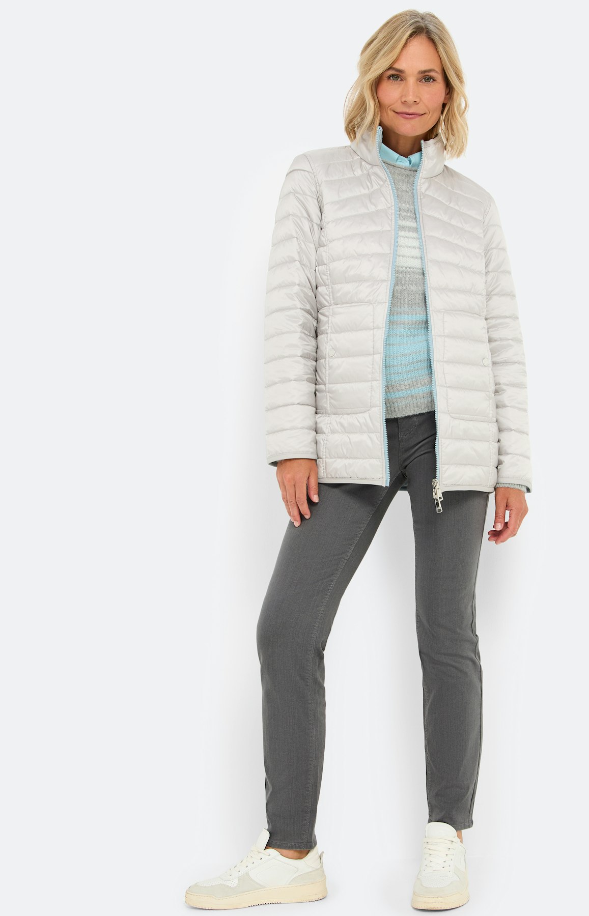 Gewatteerde jas met zakken, grijs