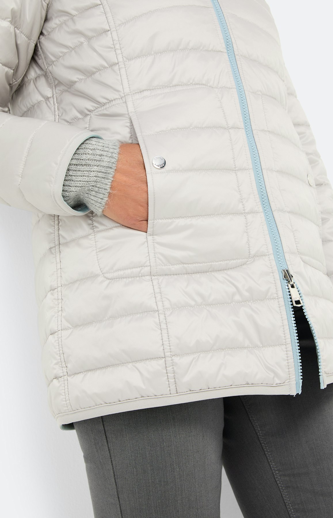 Gewatteerde jas met zakken, grijs