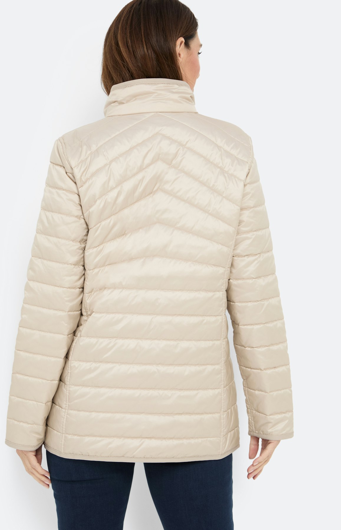 Gewatteerde jas met zakken, beige